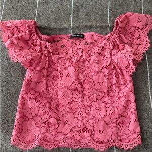Twin-Set Milano Rose Pink Lace Off-Shoulder Blouse